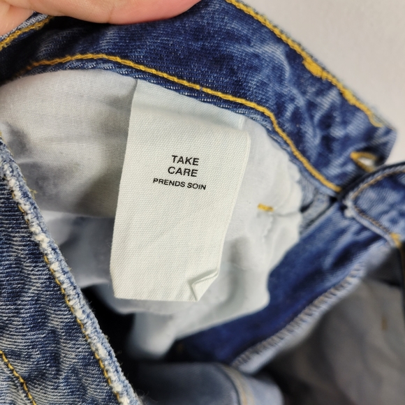 New Avec Les Filles  High Waist Distressed Straight Leg Split Hem Raw Hem Jeans - Picture 12 of 13